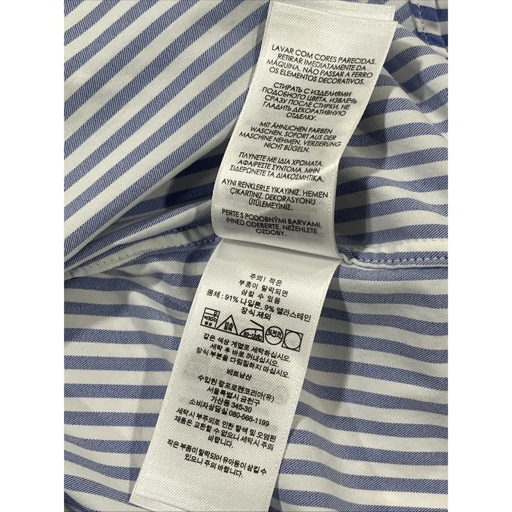 Polo Ralph Lauren Shirt Mens 2XL Blue Stripe Classic Fit Performance Long Sleeve